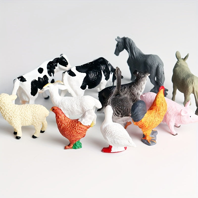 12pcs miniature farm animal simulation models including mini