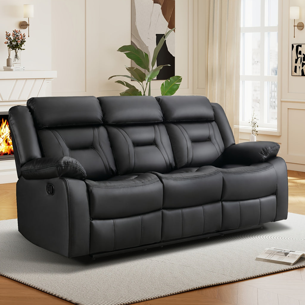 faux leather manual recliner set 3 seat sofa loveseat