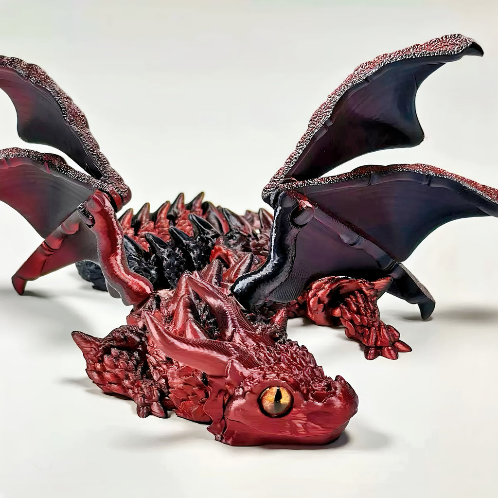 laser holographic 3d printed flying dragon articulated