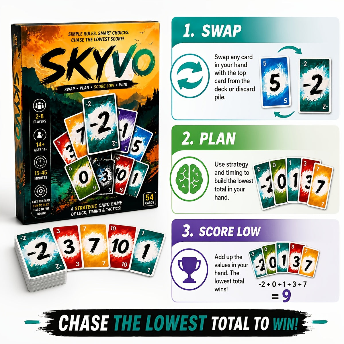1pc strategy digital matching card game quick scoring