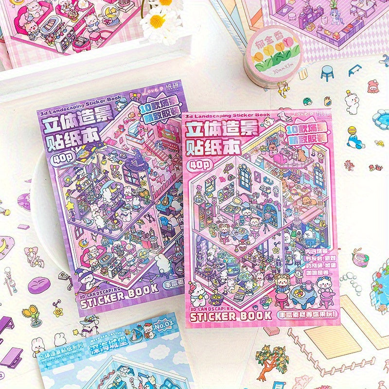 page soft colored cute character sticker book stackable