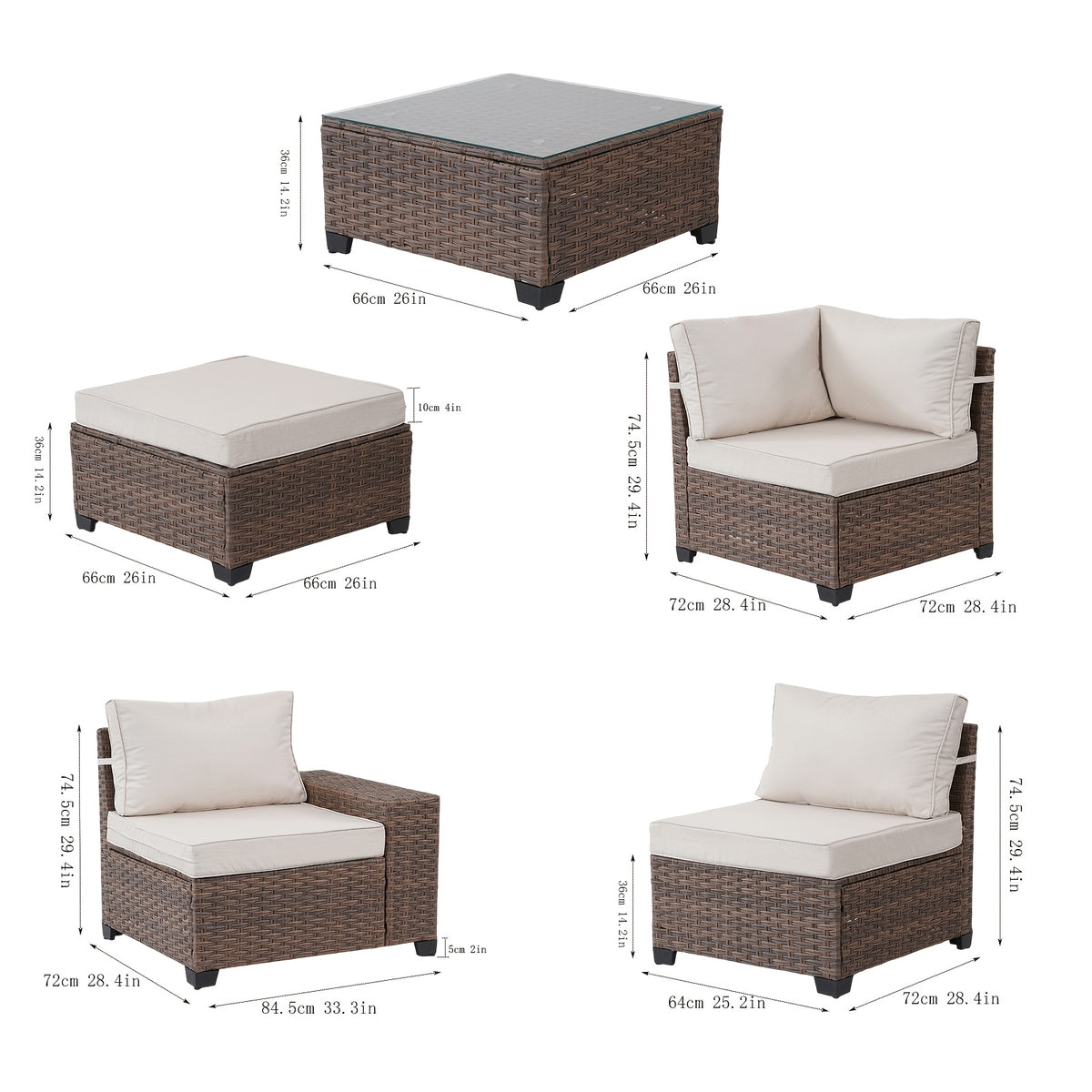 7pcs 5pcs outdoor patio furniture sectional sofa