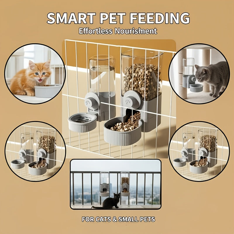 2pcs hanging pet feeder waterer set cage mounted automatic