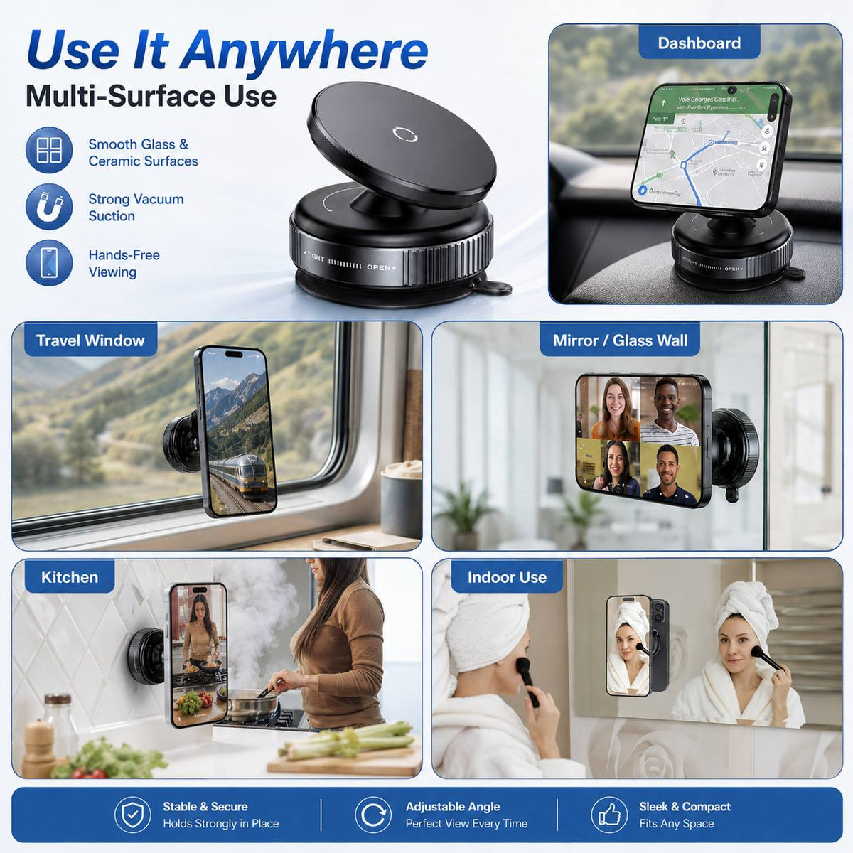 2 in 1high adjustable foldable magnetic phone mount 360