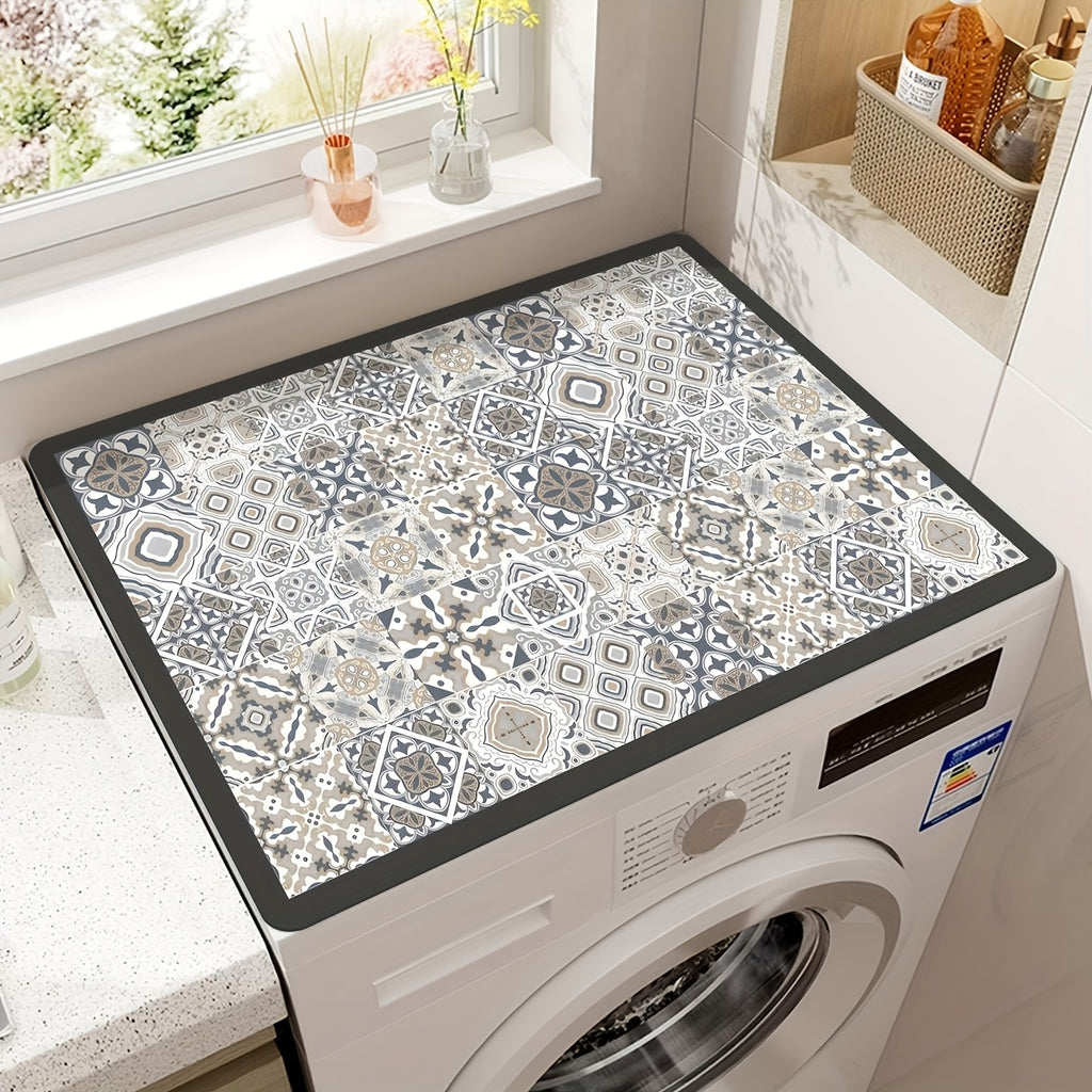 vibrant retro colorful tile washing machine cover durable 23