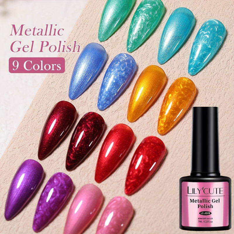 7ml 9pcs metallic gel polish nail polish soak led