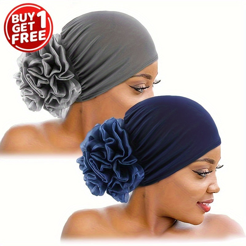 2pcs set womens large floral headscarf hat   turban hat