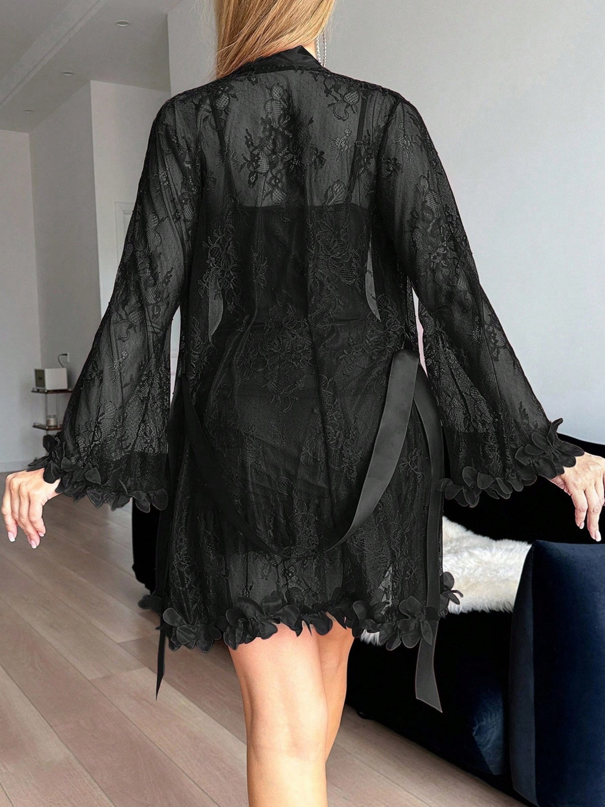 womens     lace camisole dress lace trim robe