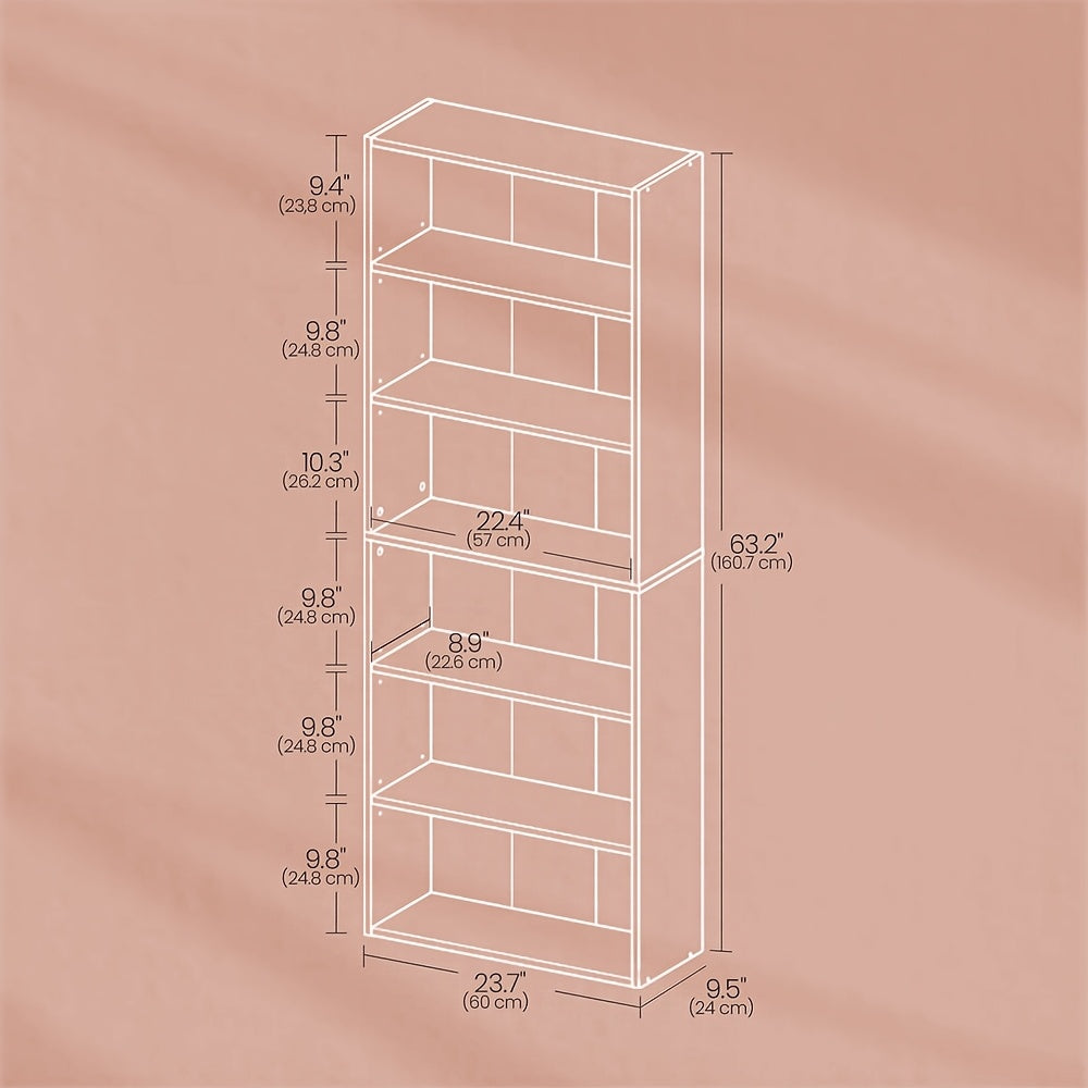 6 tier open bookshelf display space saving bookcase home