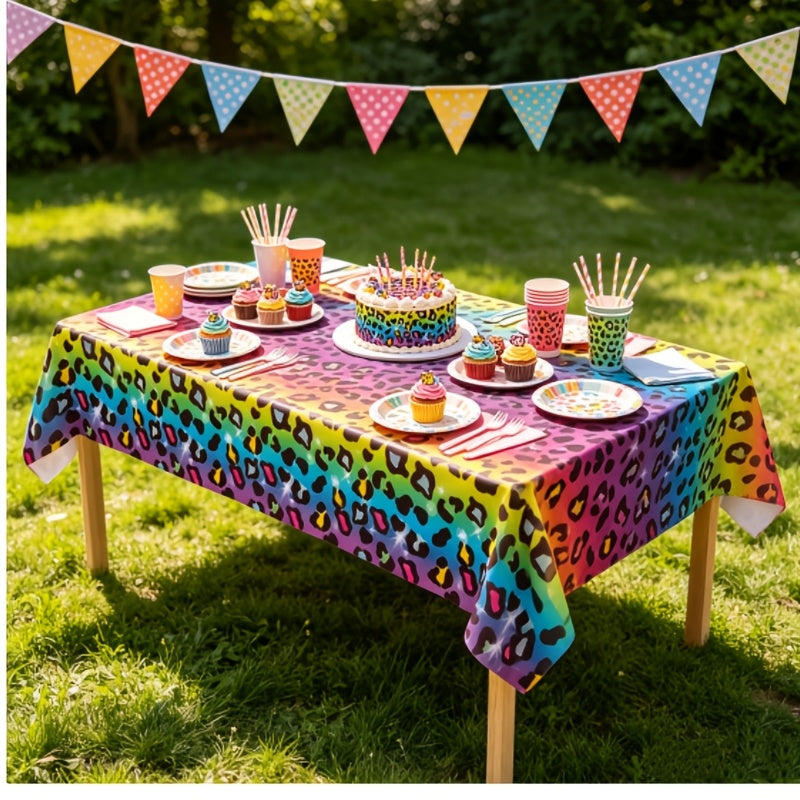 1pc   leopard print birthday tablecloth