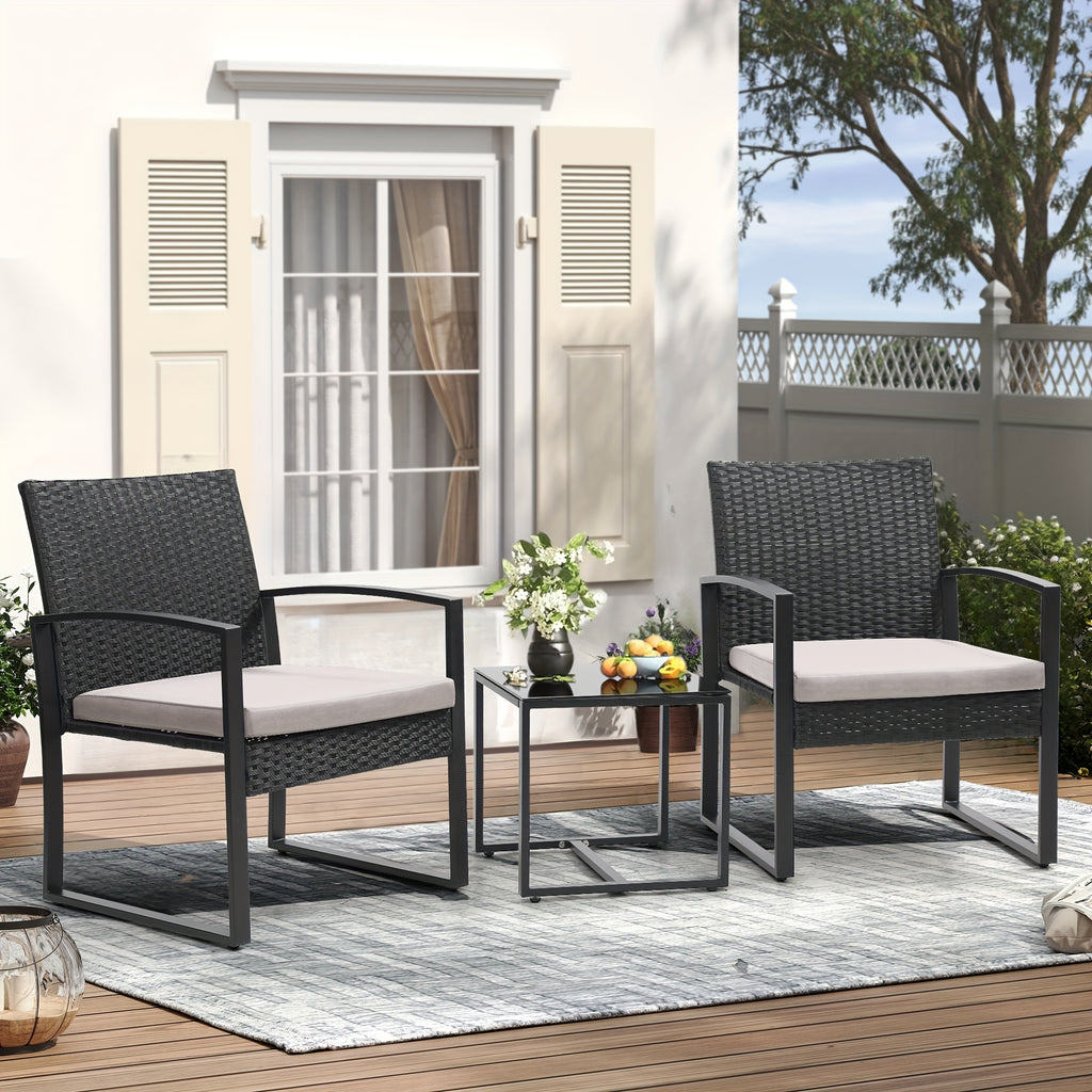 3pcs outdoor seating arrangement made wicker rattan