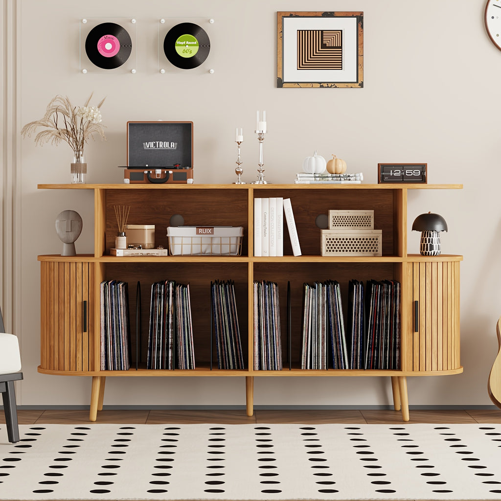 century modern record player stand storage vinyl record