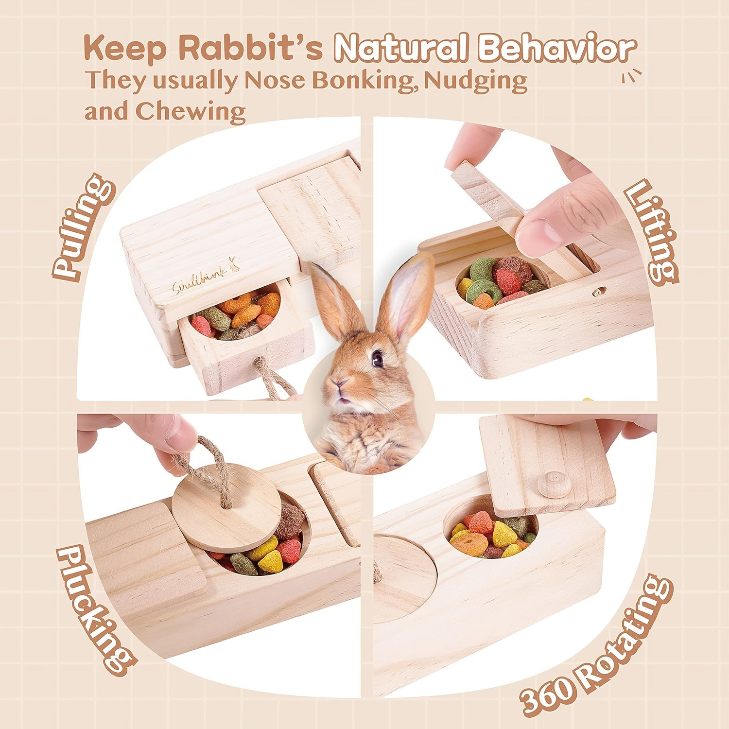 interactive wooden rabbit toys   n   treats