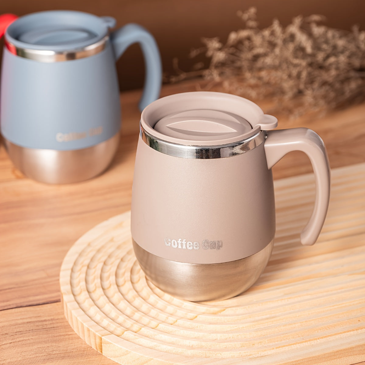 1pc 500ml covered mug coffee cup double layer heat resistant