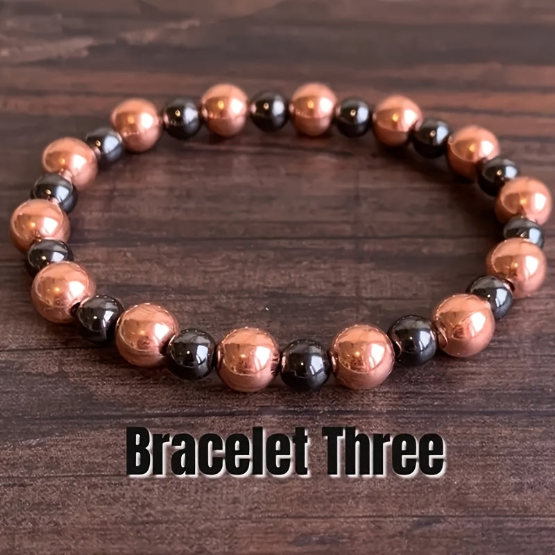 bracelet 4mm 8mm handmade natural hematite copper beads