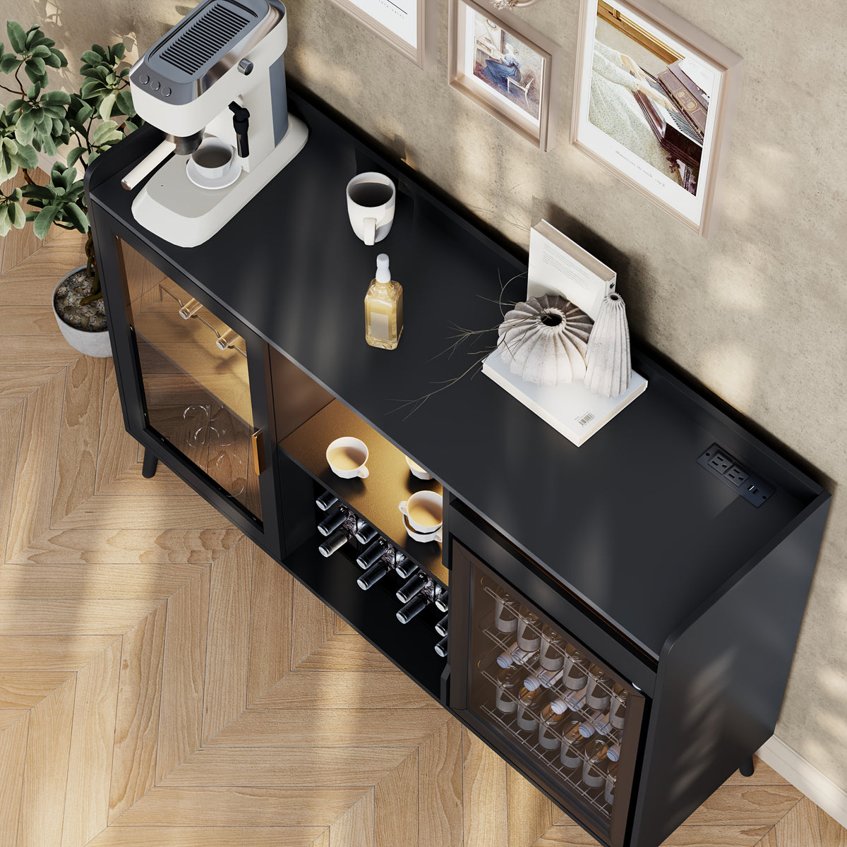 coffee bar cabinet fridge   wine cabinet charge