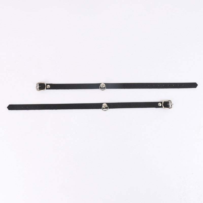 a pair pu black minimalist versatile thin ankle straps