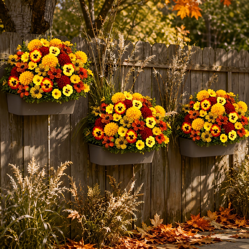 26pcs autumn artificial flowers yellow red orange mixed