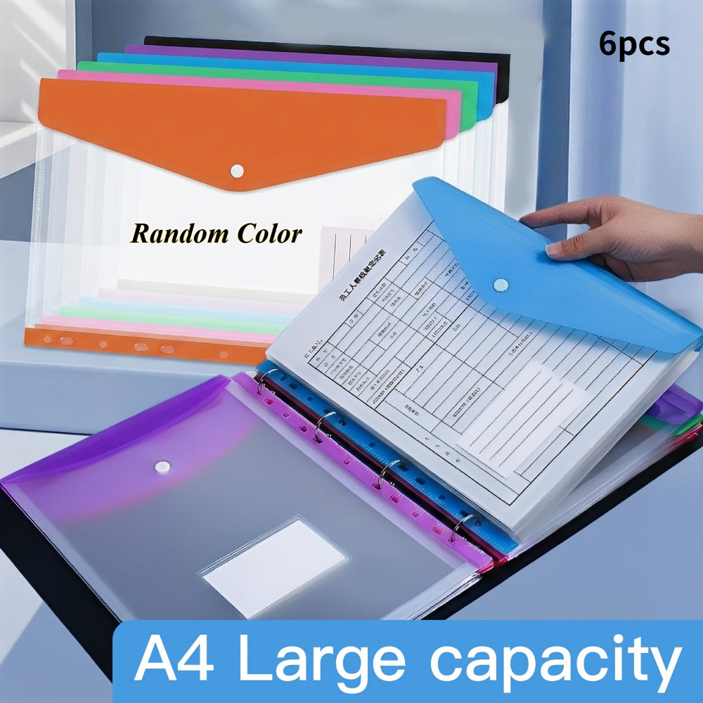 6pcs set a4 document bags buttons 11 hole loose leaf binder