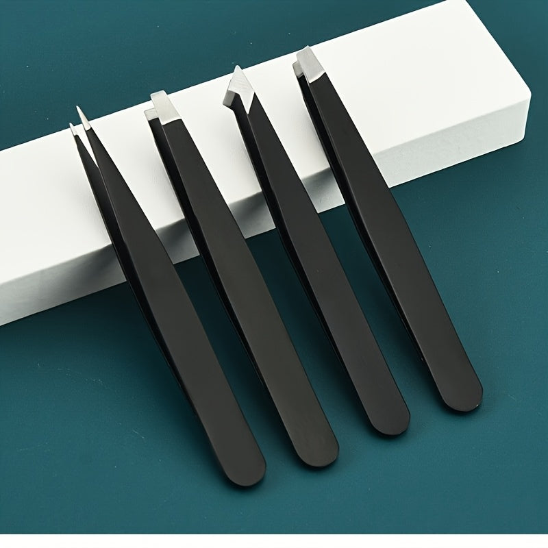 a set 4 high quality stainless steel eyebrow tweezers
