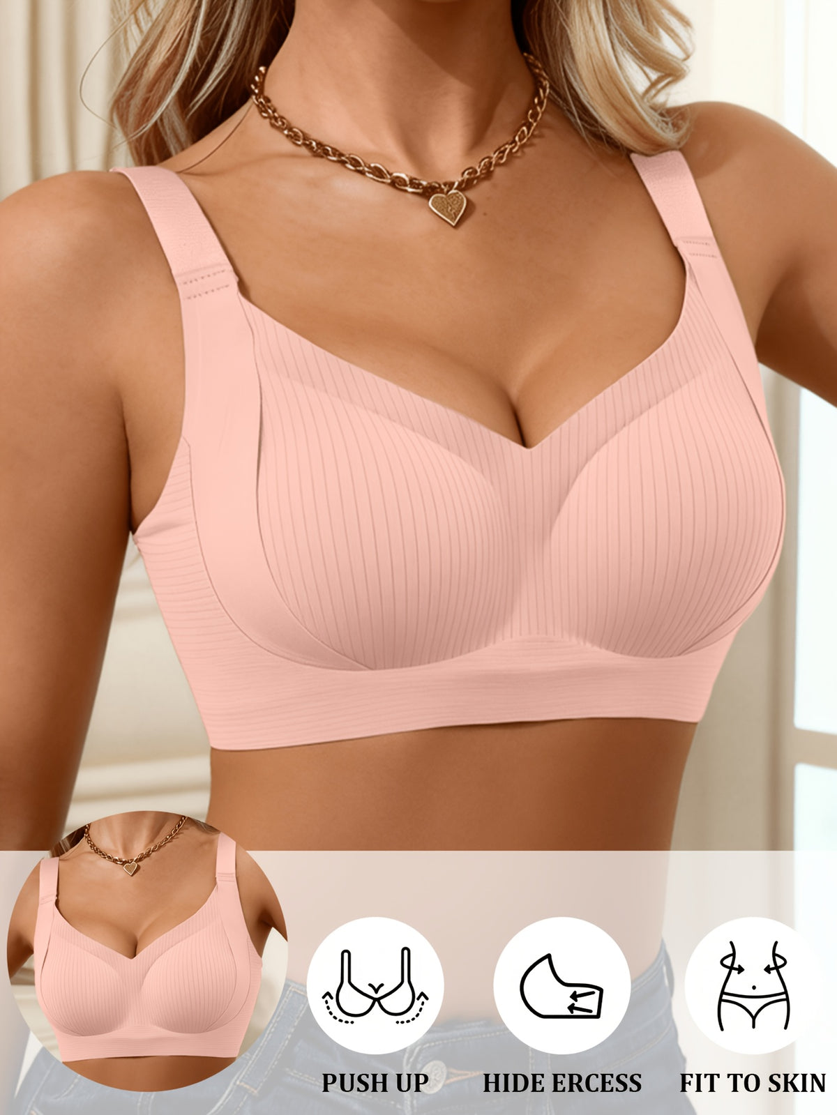 women s wide strap push bra   comfortable