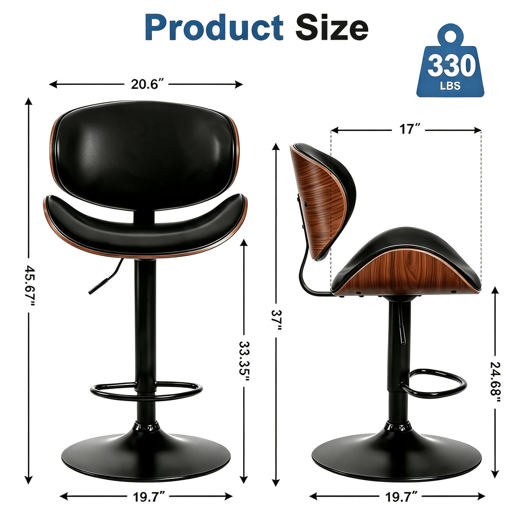 two piece bar stool set adjustable height featuring pu