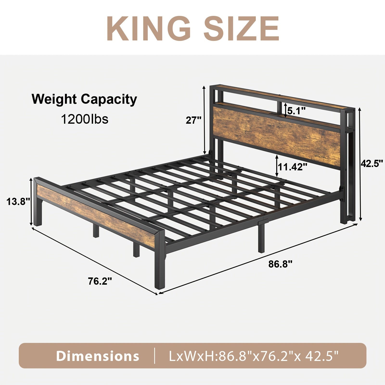 full queen king size bed frame storage metal platform bed