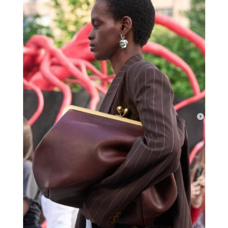 luxury inspired niche design large clasp closure clutch bag