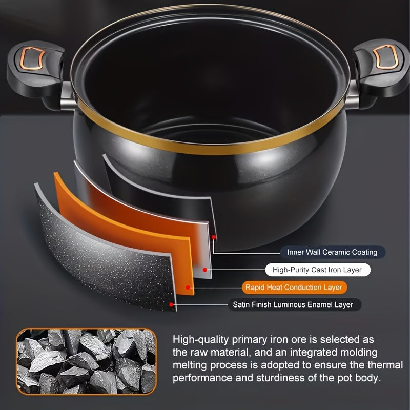 heavy duty   enamel stew pot double ears non stick