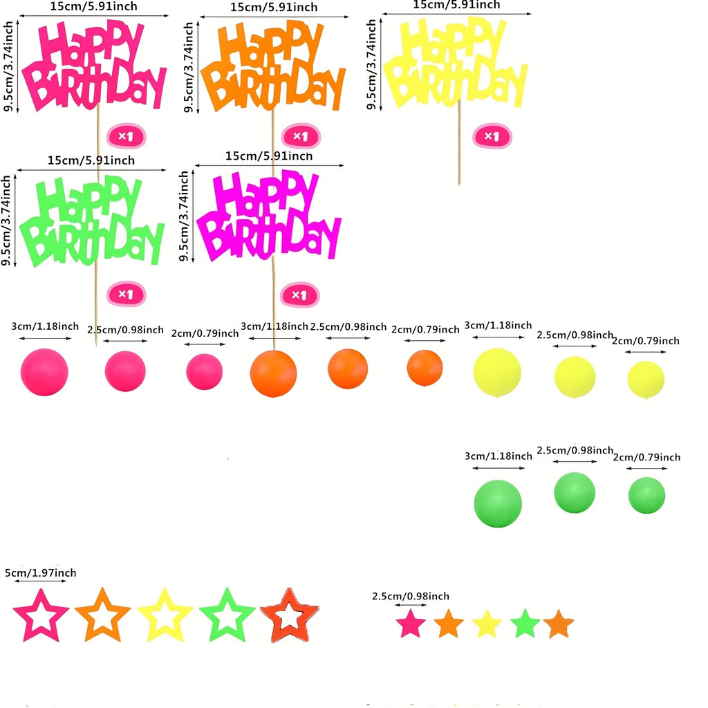 decorating set stars balloons happy birthday paper