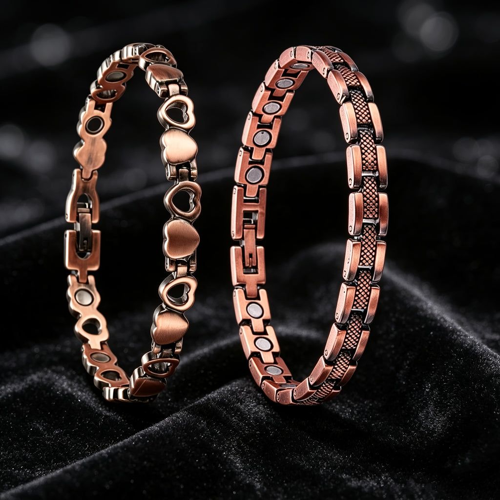 2pcs set womens copper magnetic anklets   a free size