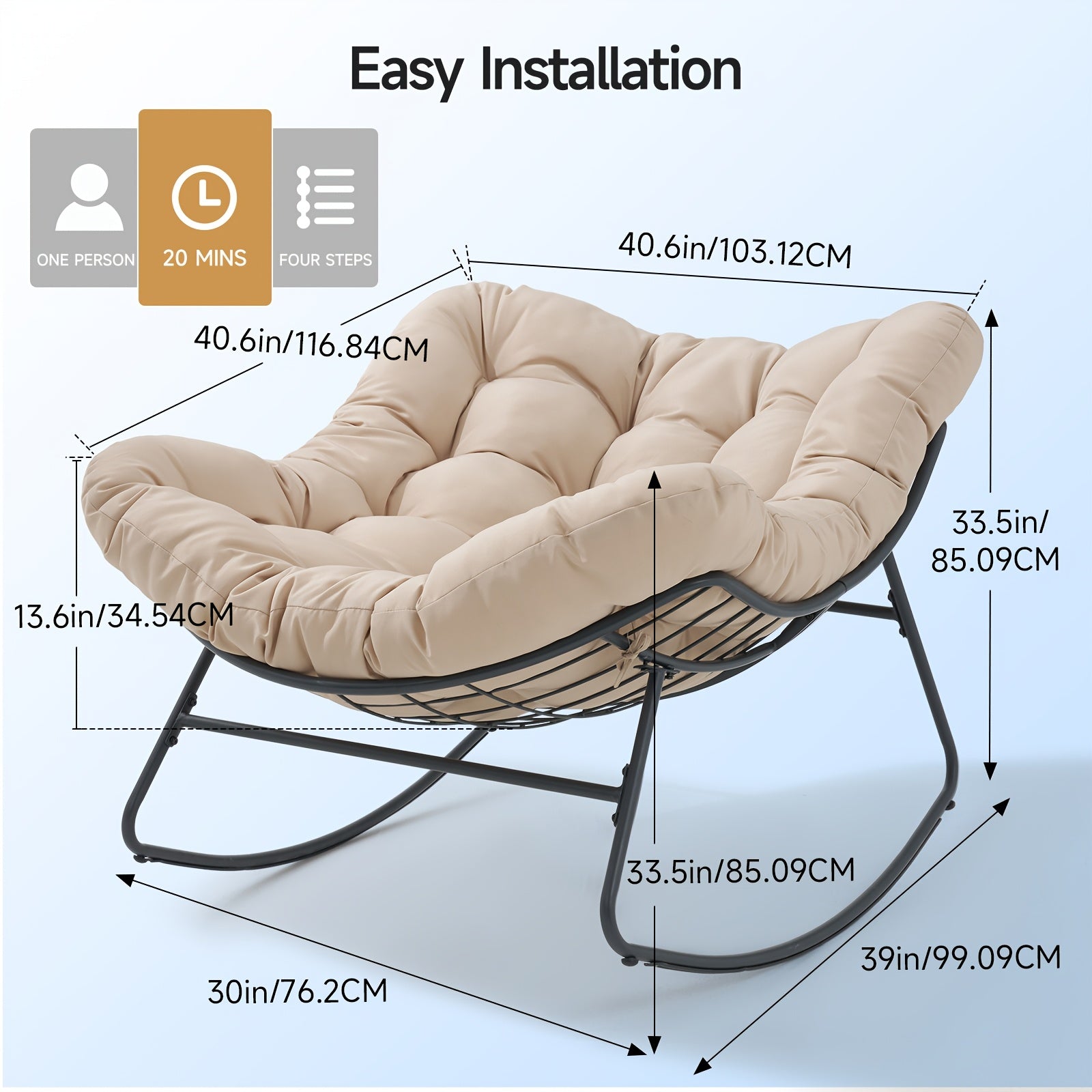 outdoor papasan rocking chair 450 lbs oversized comfy patio