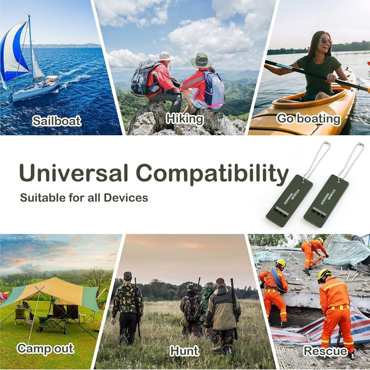 4pcs emergency survival whistle loud   triple tube