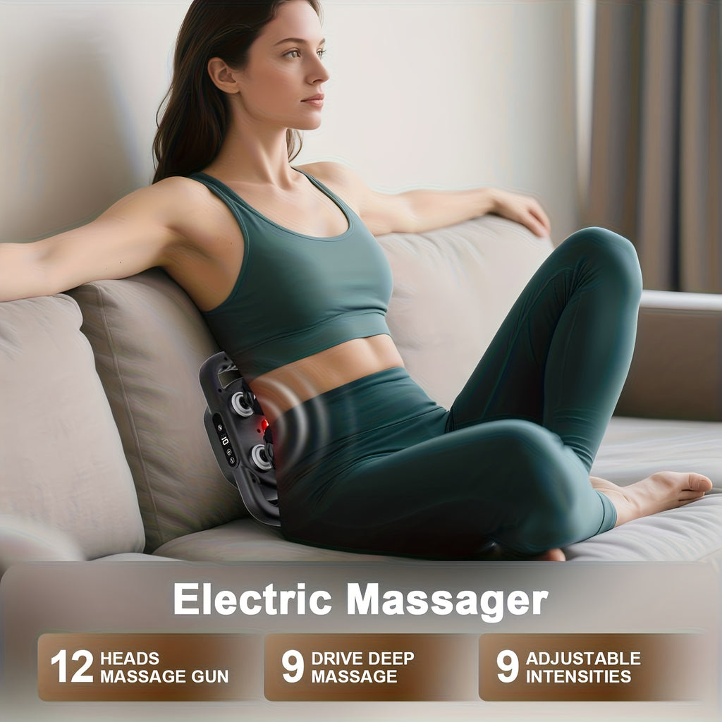 1pc handheld massage gun 12 head multi function massager usb