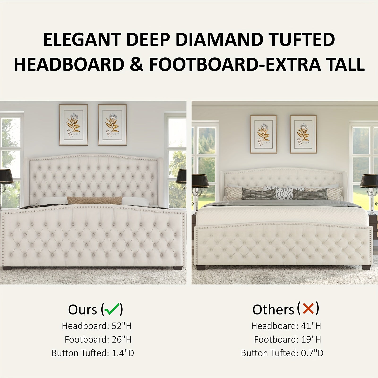 platform bed frame velvet upholstered bed deep button tufted