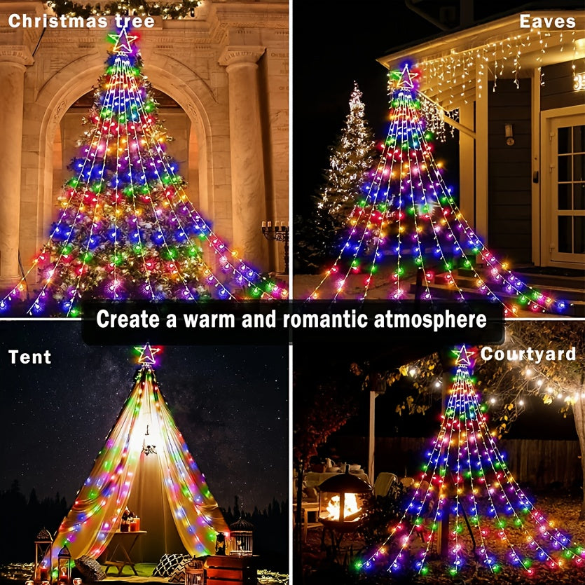 11 48   colorful christmas outdoor waterfall star shaped