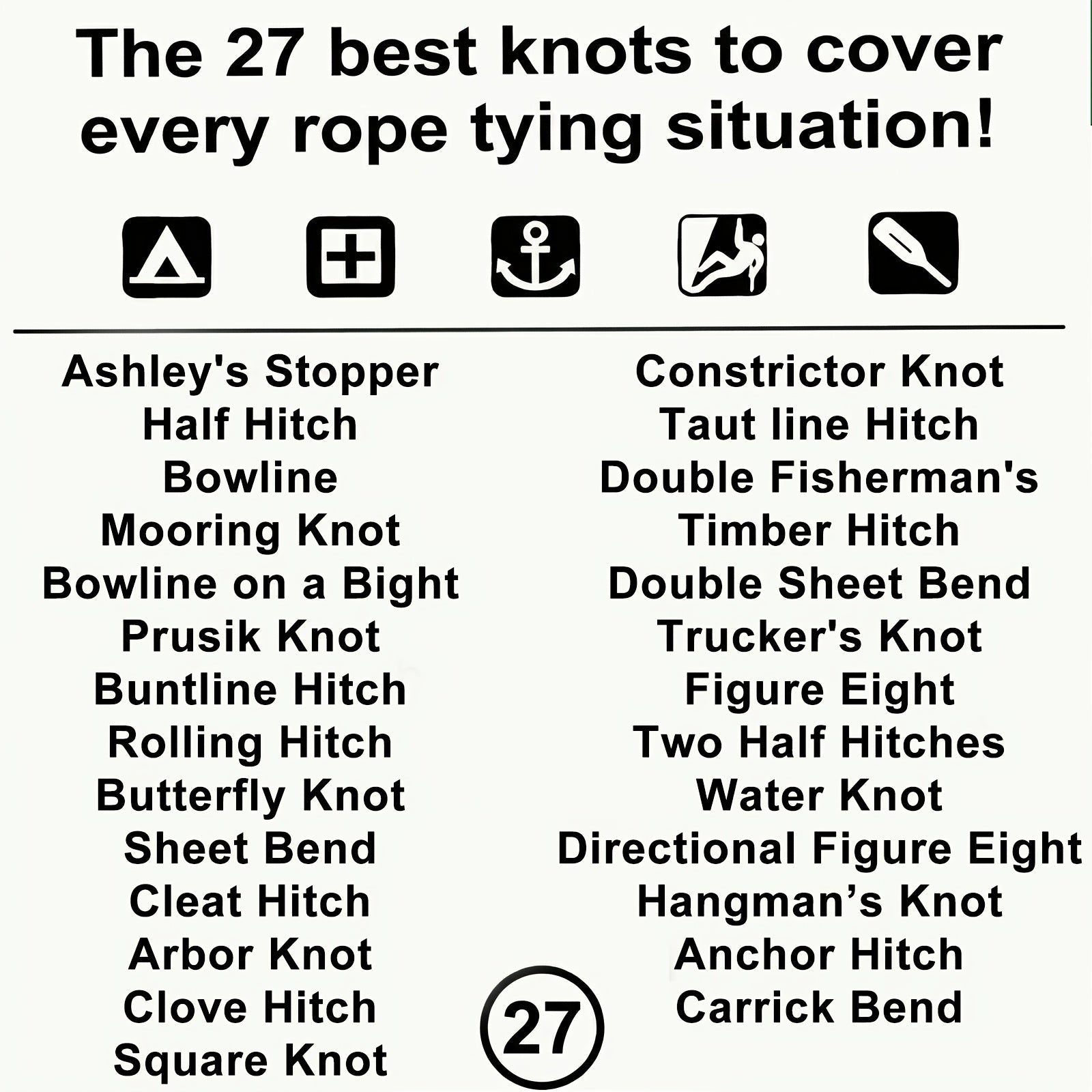 outdoor knots reference guide   27 essential knots