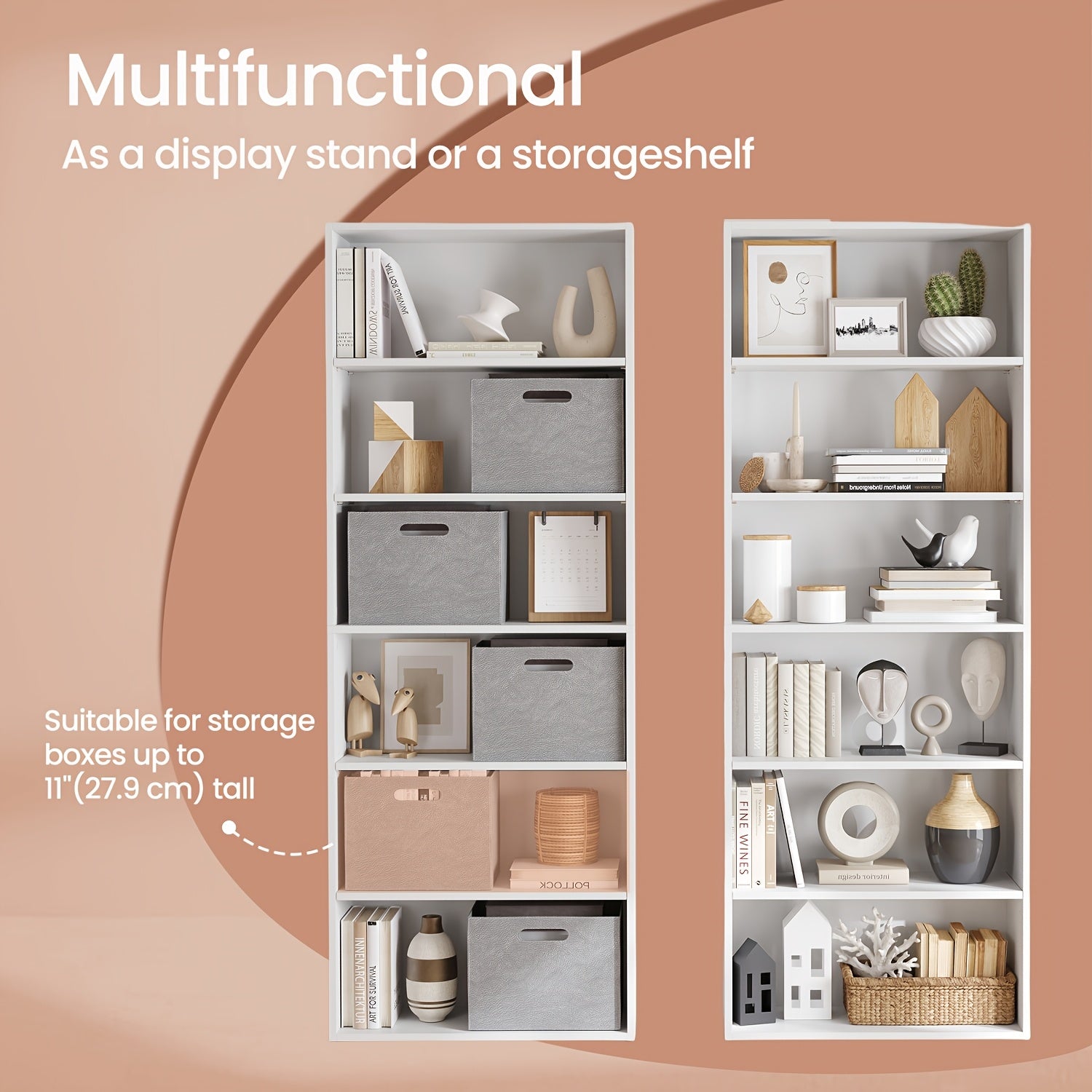 6 tier open bookshelf display space saving bookcase home