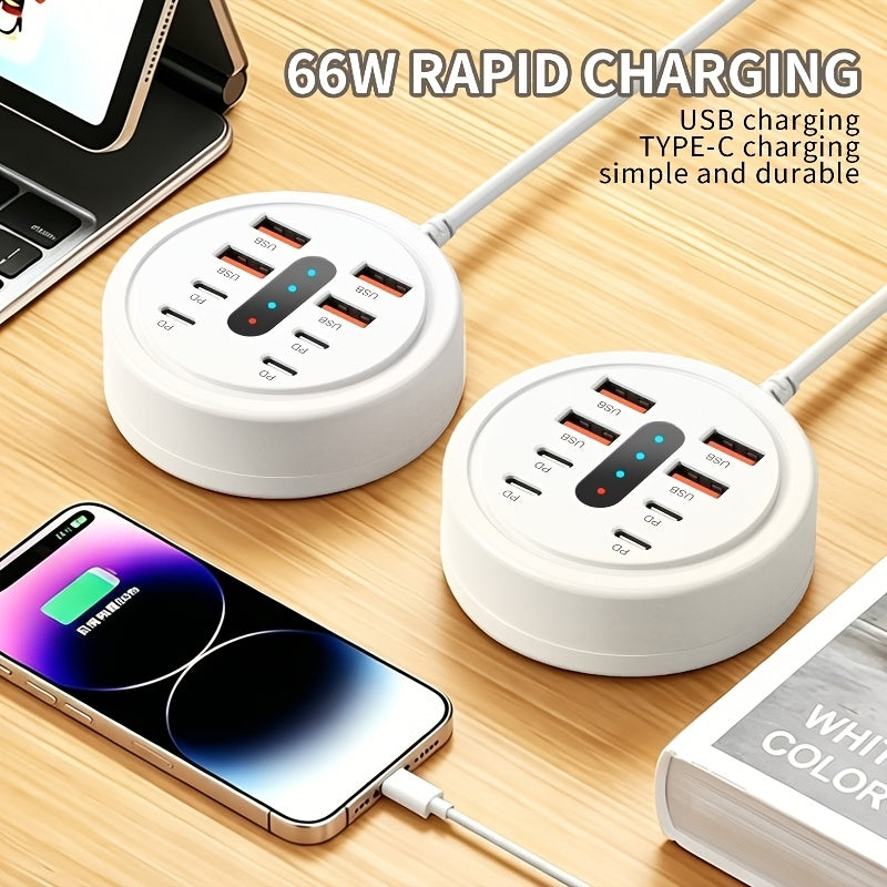 8 in   66w round usb c fast charger   4pcs usb