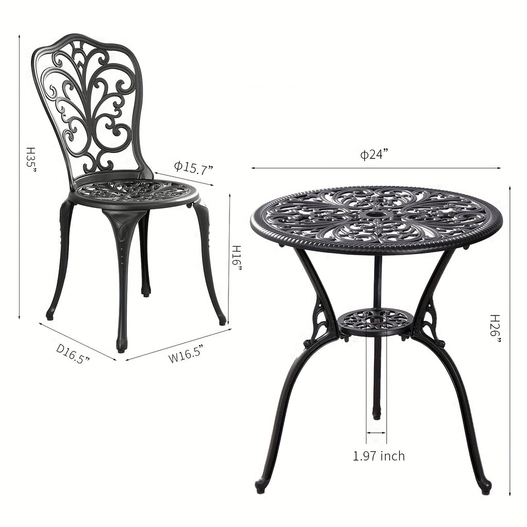 set 3pcs outdoor cast aluminum outdoor bistro