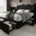 4 drawers storage bed frame wingback headboard