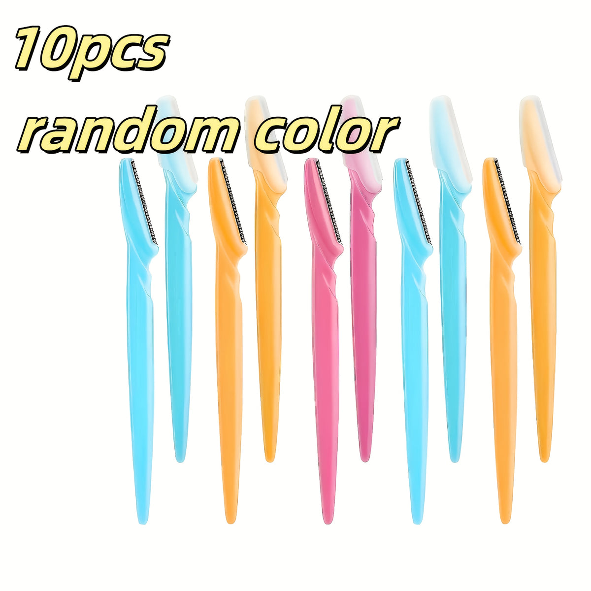 10pcs stainless steel eyebrow razors colors random multi