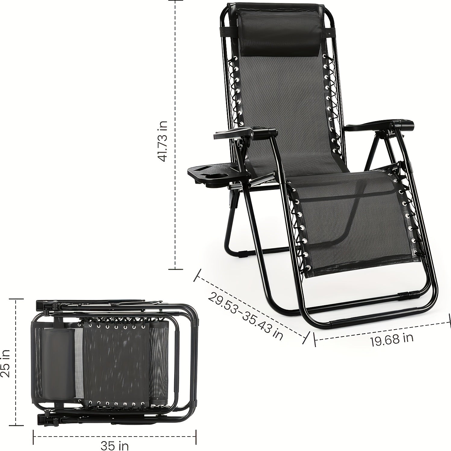 4pcs zero gravity lounge chairs foldable reclining outdoor