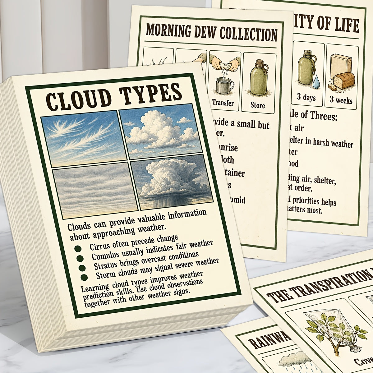 50pcs wilderness survival skill postcards vintage outdoor