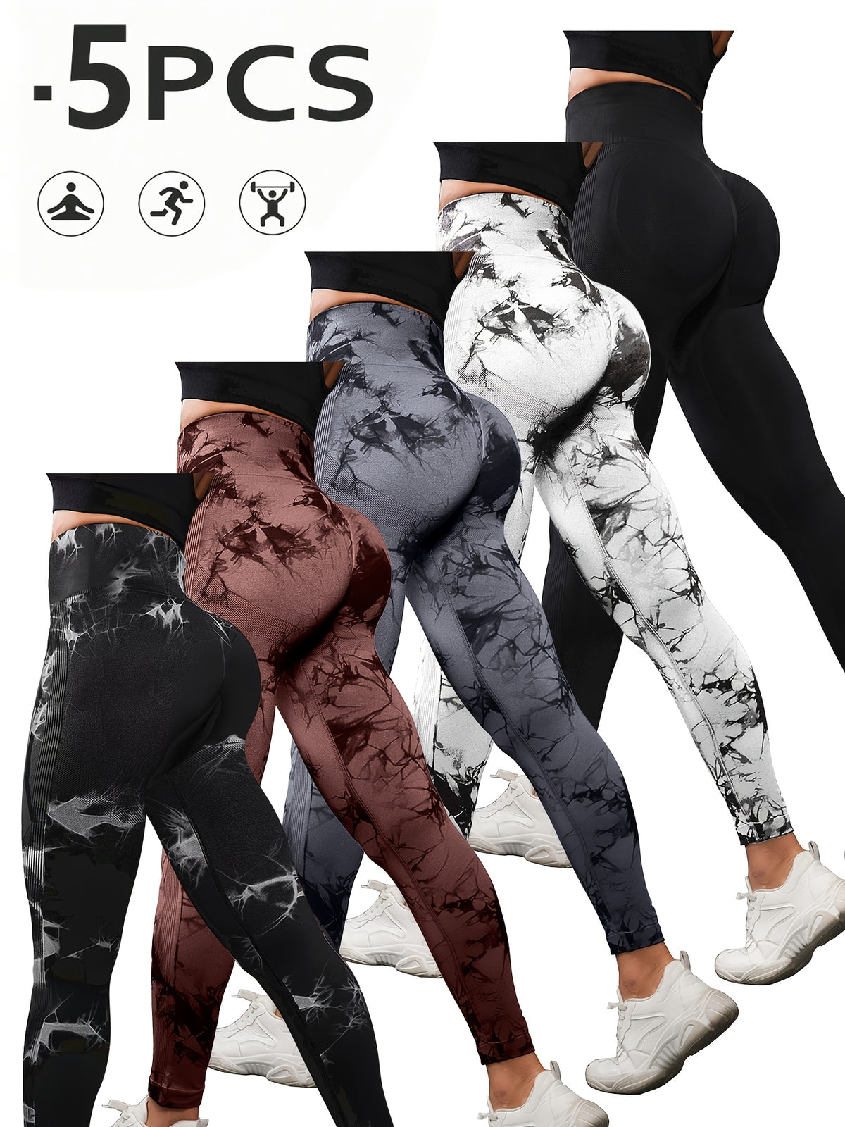 5pcs set womens high waisted leggings soft supportive