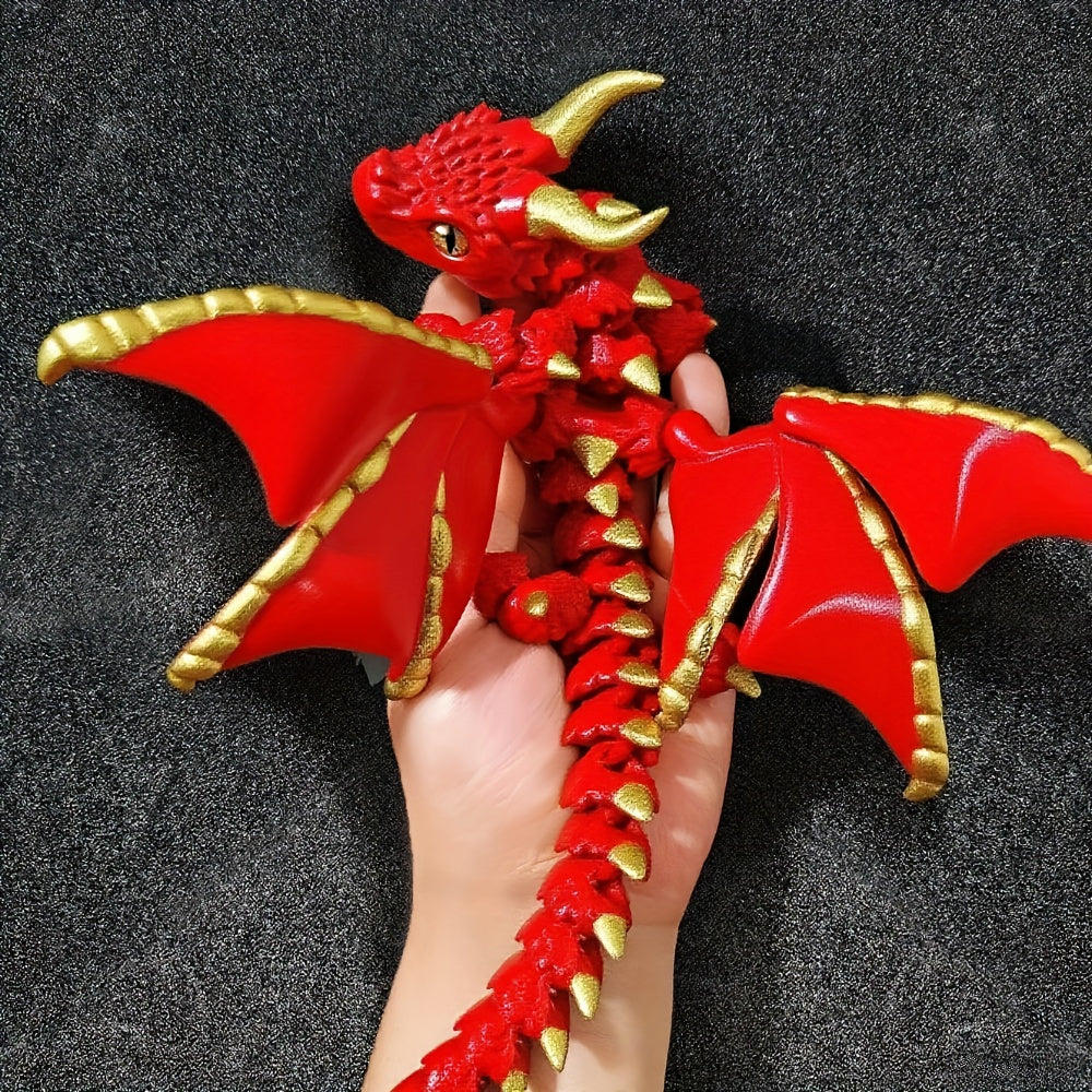 3d printed dual horned dragon statue flexi wings