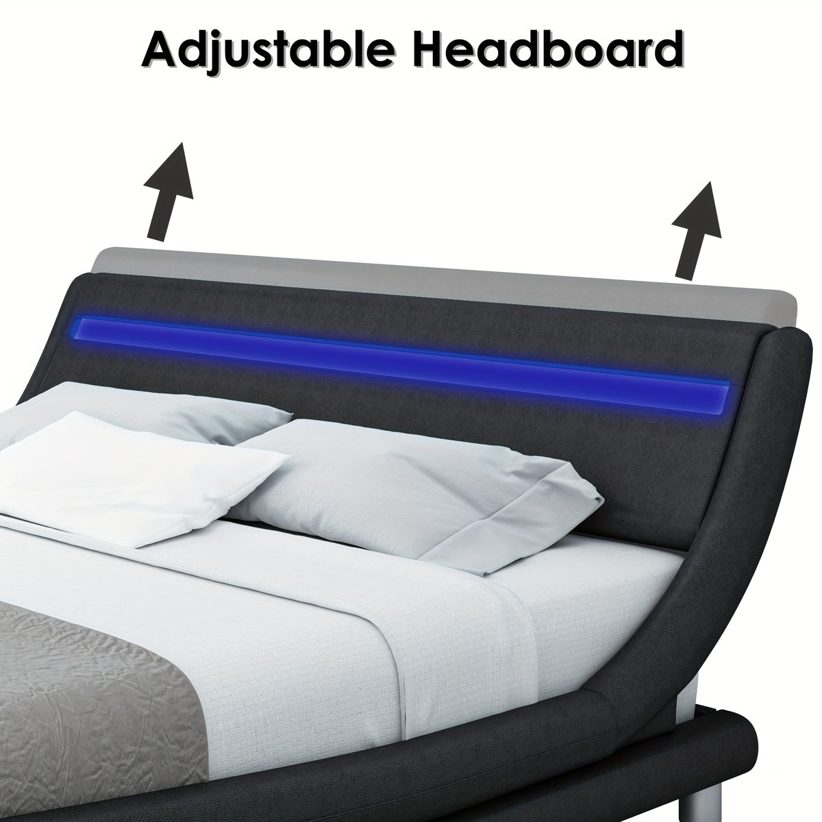 modern upholstered led bed frame adjustable headboard