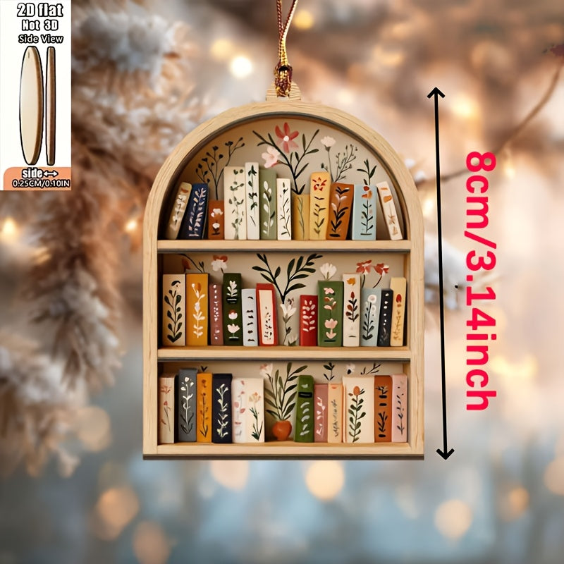 2d flat christmas bookshelf wooden hanging ornaments