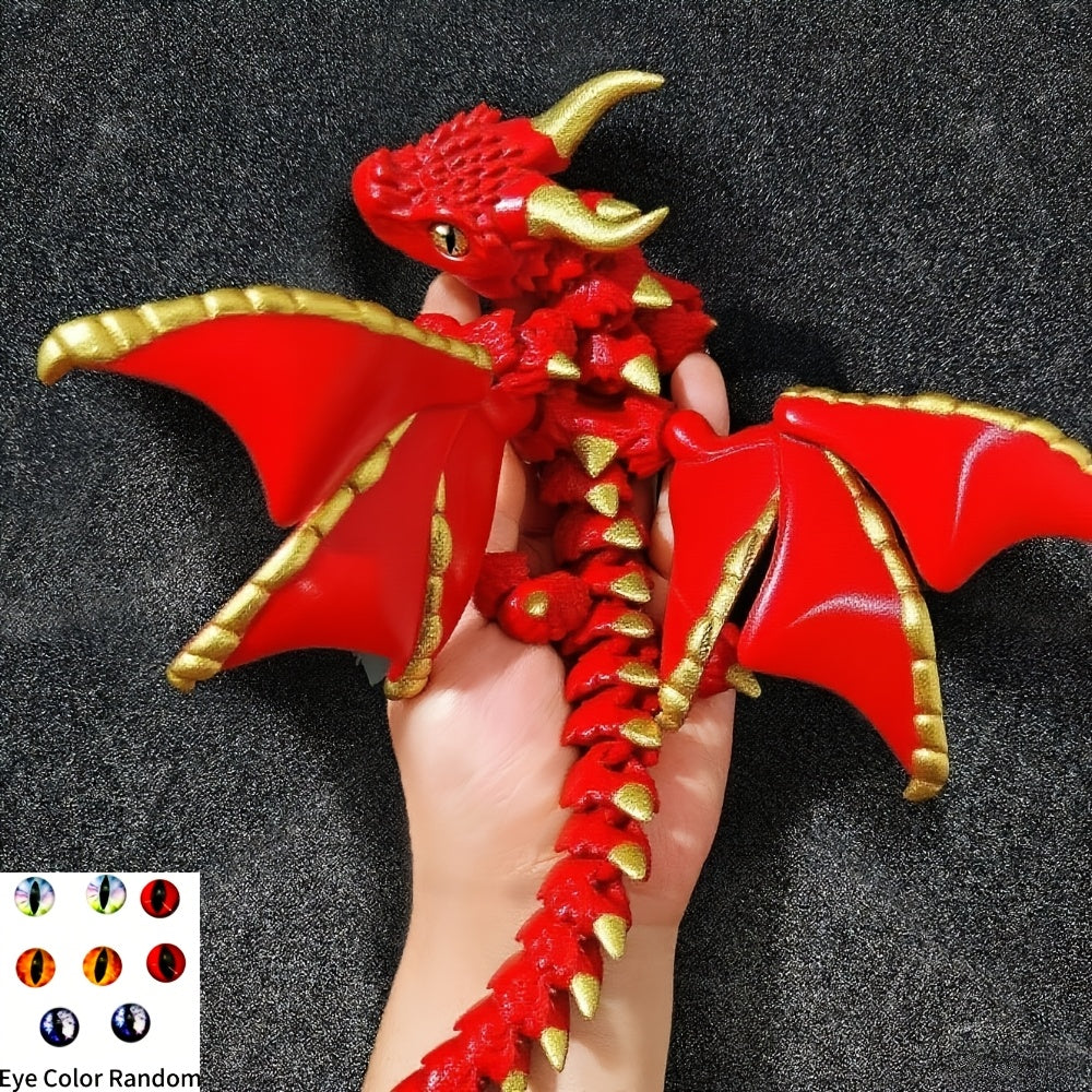3d printed dual horned dragon statue flexi wings