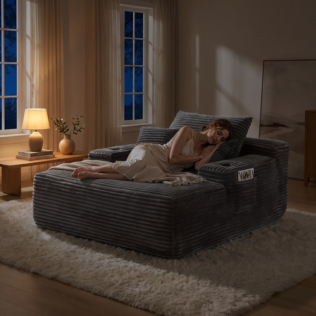 extra large boneless sofa chaise lounge cup holder side